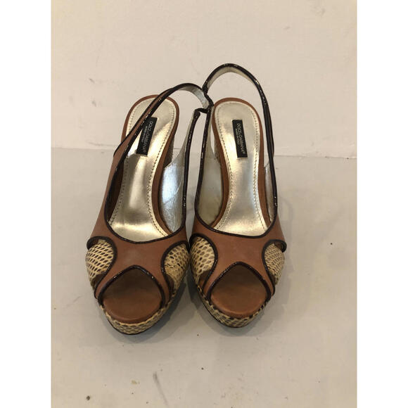 Chic Brown Python Block Heel Sandals - Picture 2 of 3